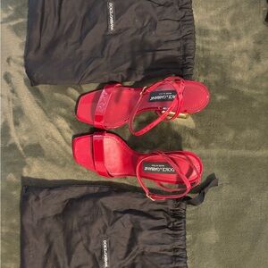 Dolce & Gabbana Patent Red Ankle-Strap Heeled Sandals